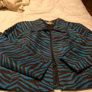 Fun blue and brown zebra print jacket